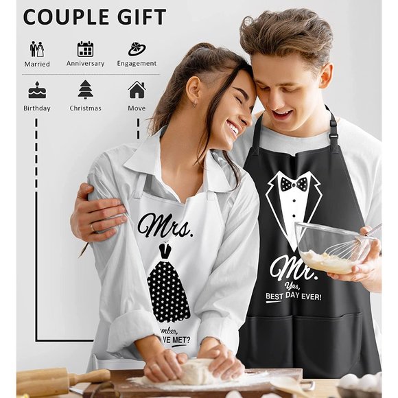 Wedding Gifts Engagement Gifts for Couples Mr and Mrs Aprons for Couples… - Picture 5 of 6
